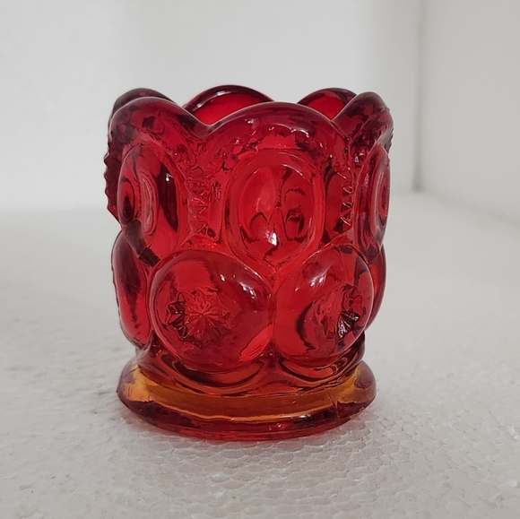 VTG L.E. Smith Moon & Stars Amberine & Green Toothpick Holders - Picture 8 of 9